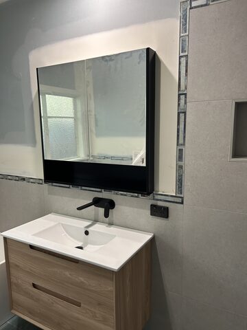 Bathroom vanity lighting and power finished in Croydon