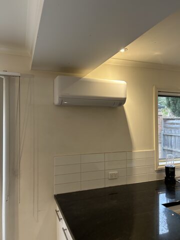 Split system head unit in a finished Croydon living area