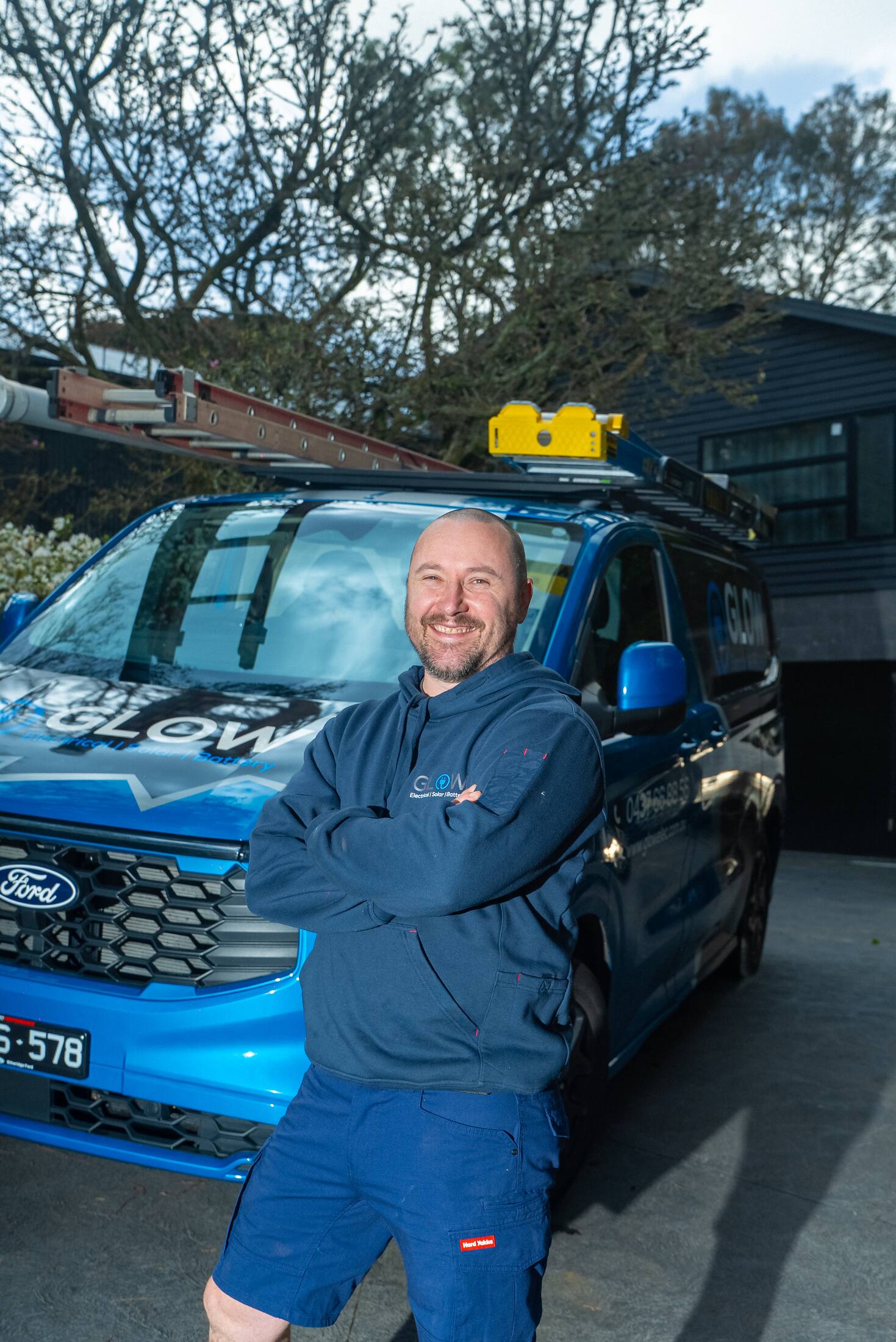 The Glow van parked on site in Melbourne's east